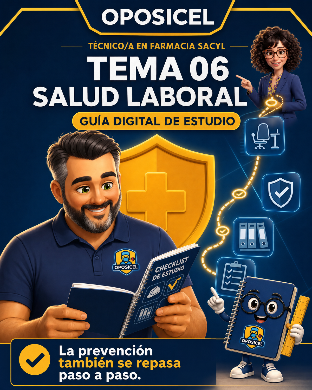 Portada OPOSICEL — Técnico/a en Farmacia SACYL: Tema 06 — Salud Laboral