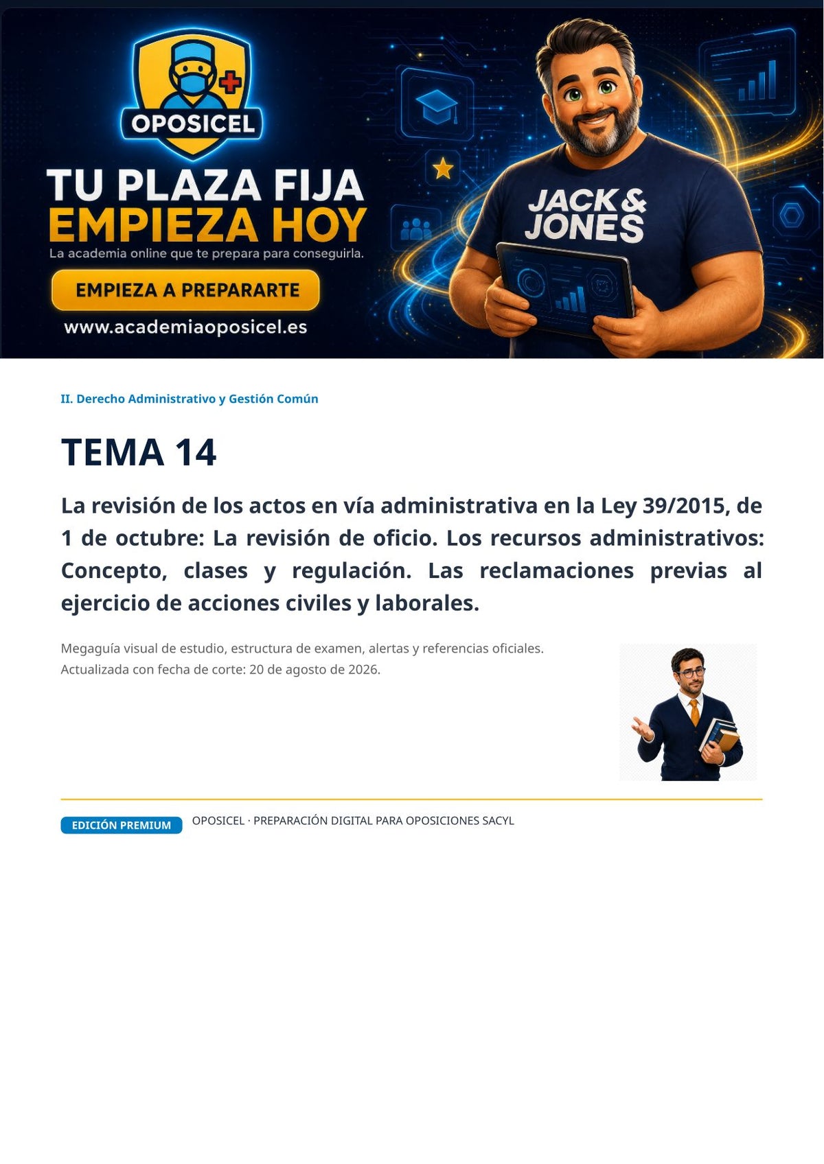 Administrativo SACYL · Tema 14: Revisión de oficio y recursos administrativos