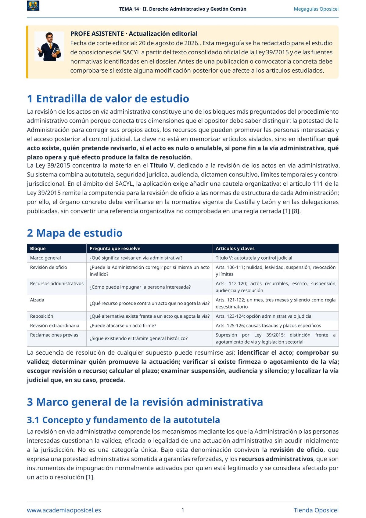 Administrativo SACYL · Tema 14: Revisión de oficio y recursos administrativos