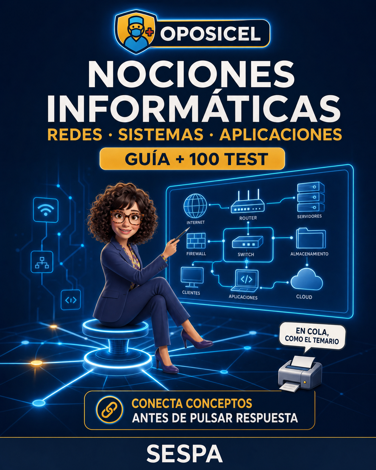 OPOSICEL: portada de Nociones informáticas, redes y aplicaciones SESPA