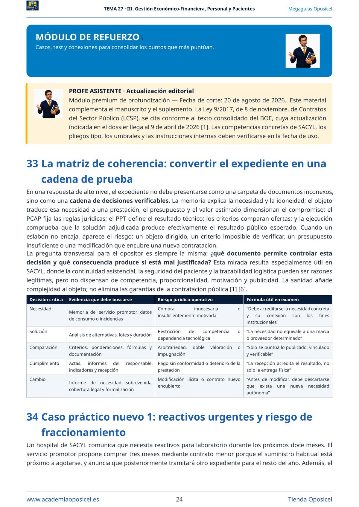 Administrativo SACYL · Tema 27: Preparación y adjudicación de contratos