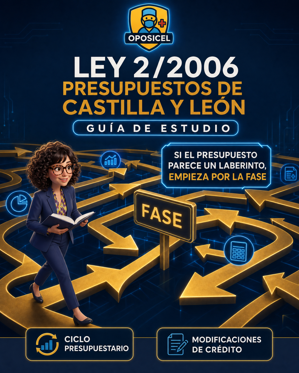 OPOSICEL: portada de Ley 2/2006 Presupuestos de Castilla y León con Ro integrada en un laberinto de fases