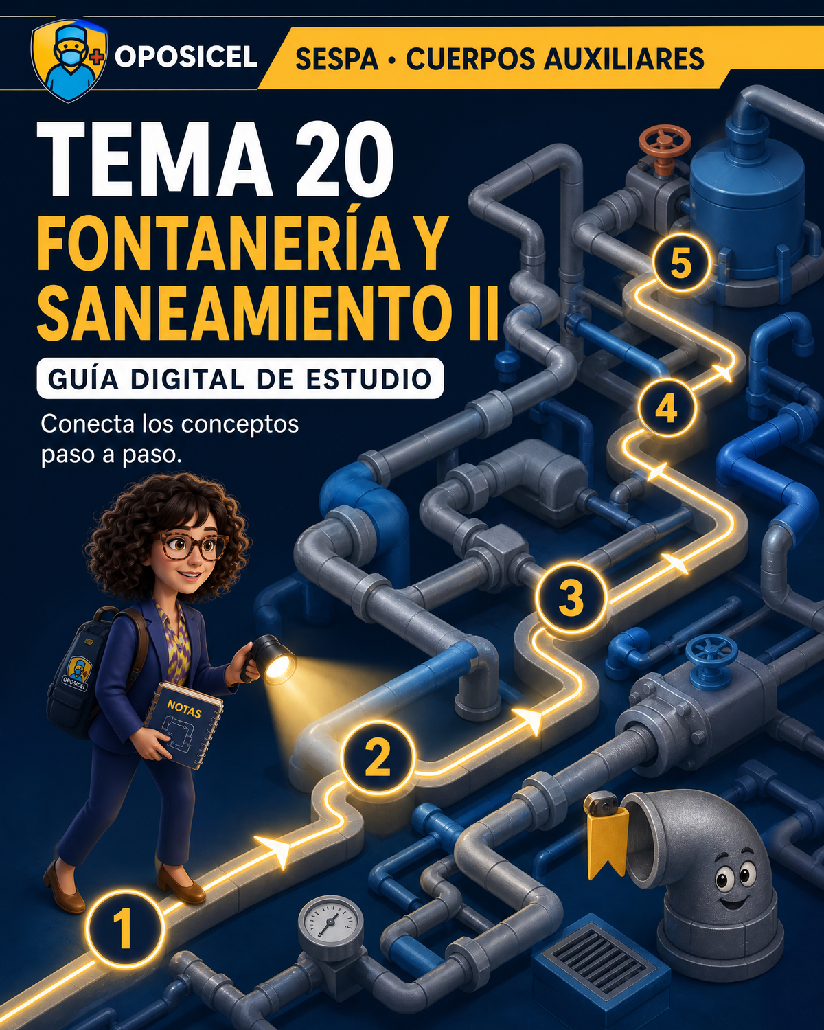 OPOSICEL · SESPA: Tema 20 — Fontanería y Saneamiento II · Digital PDF