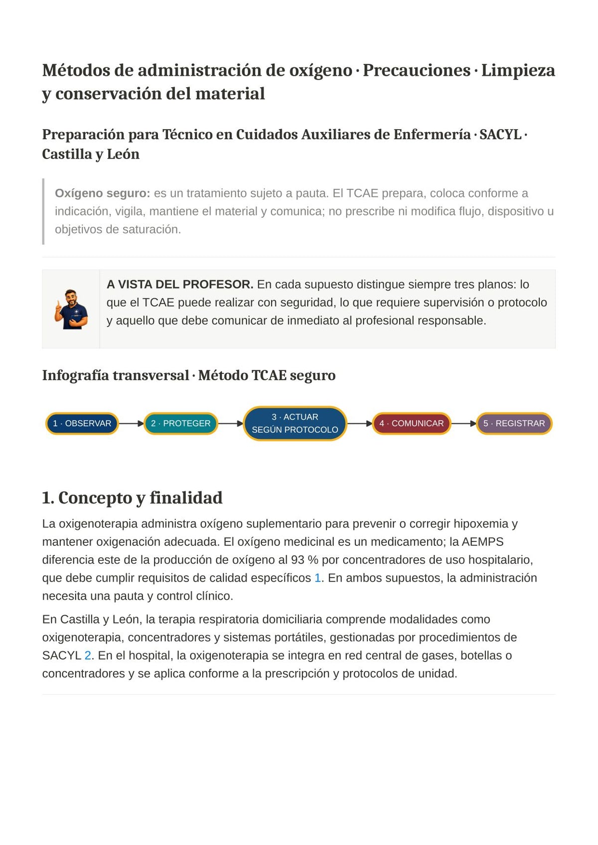 TCAE SACYL: Atención al paciente con oxigenoterapia