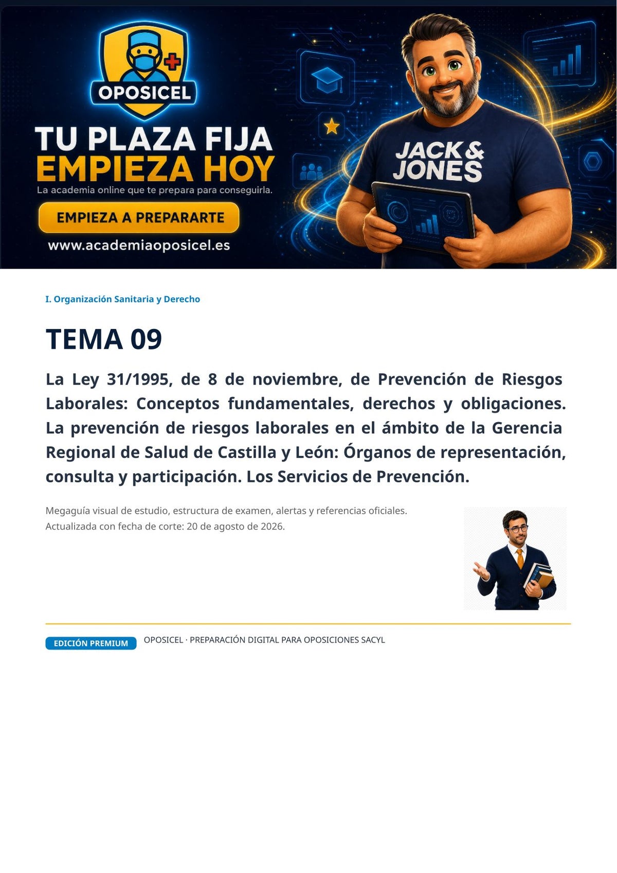 Administrativo SACYL · Tema 9: Prevención de Riesgos Laborales