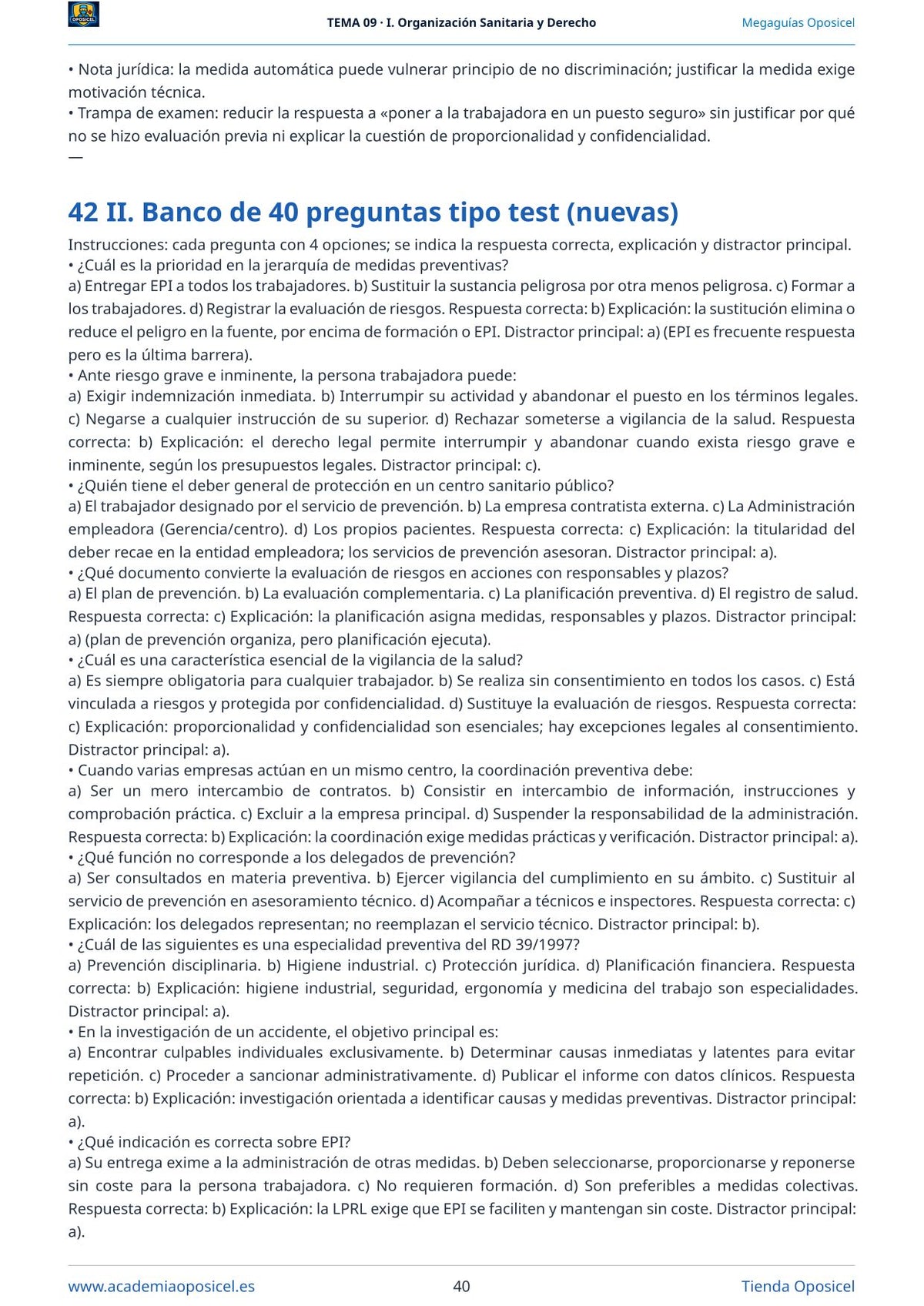 Administrativo SACYL · Tema 9: Prevención de Riesgos Laborales