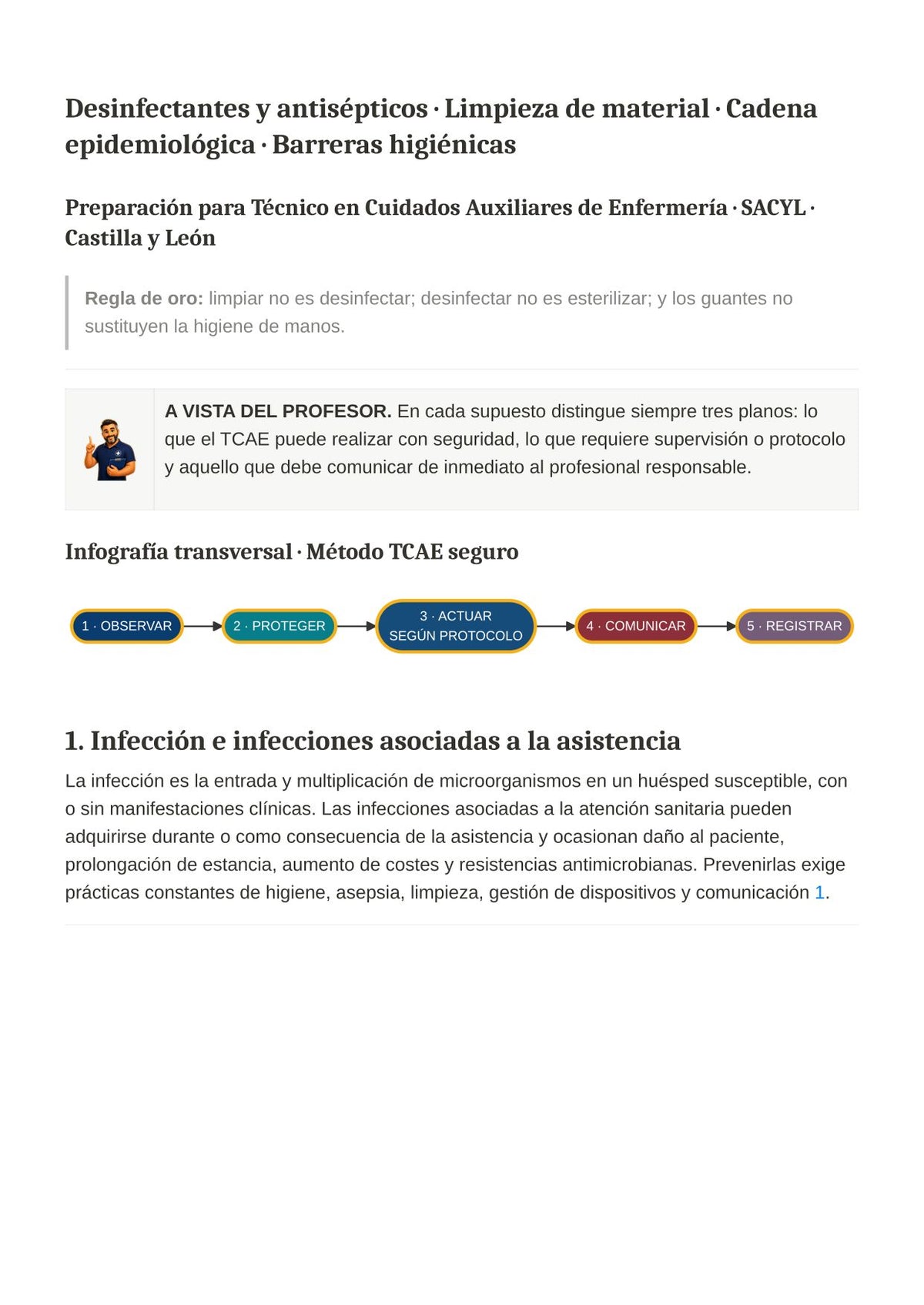 TCAE SACYL: Infección, desinfección, asepsia y antisepsia