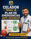 Portada OPOSICEL: Celador: Tema 18 — Plan de Emergencias ante Incendios. Recurso digital de preparación de oposiciones.