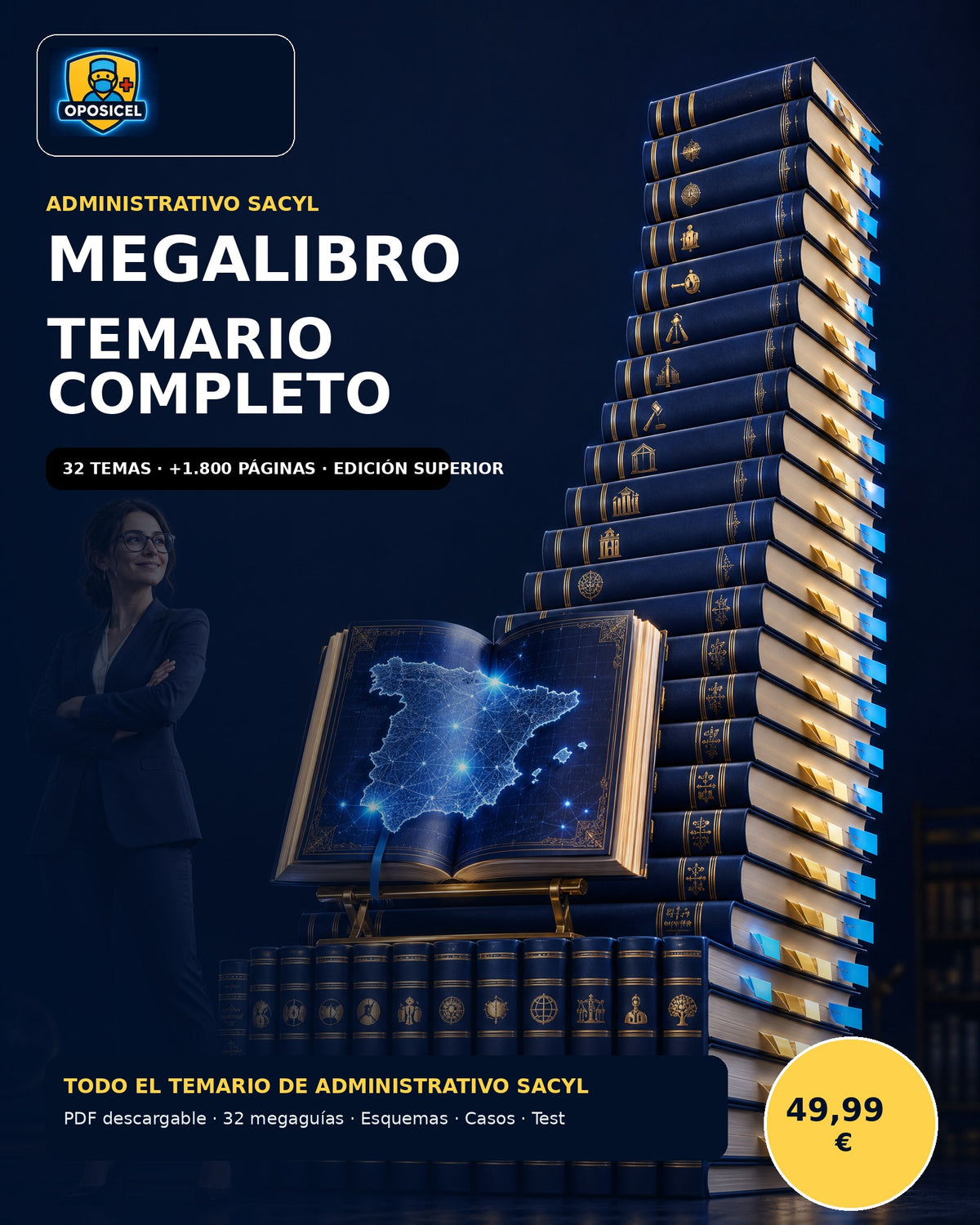 Administrativo SACYL · Megalibro · Temario Completo (32 temas · +1.800 páginas)