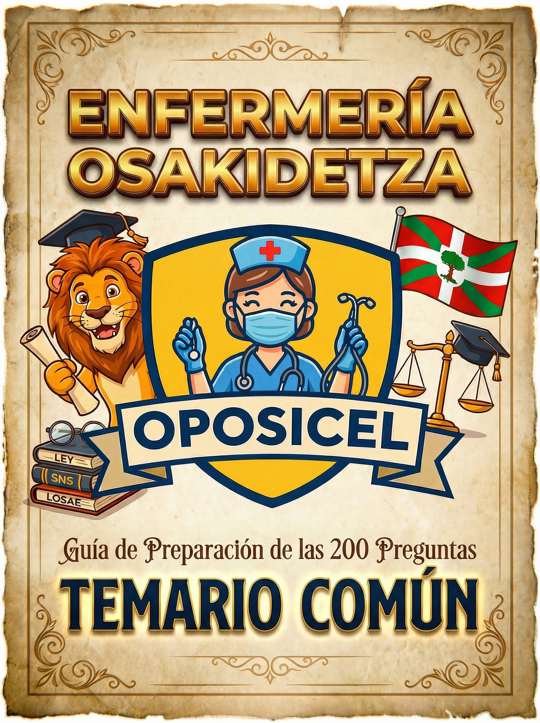 Guía Osakidetza Premium 2026 ENFERMERIA Común A,B,C1 OFICIAL 200 preguntas razonadas y resueltas Vol I