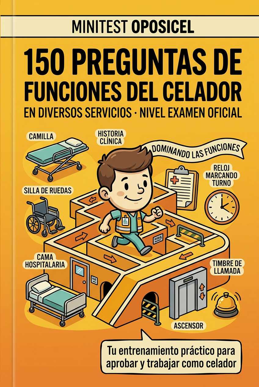 Minitest Oposicel: 150 Preguntas de Funciones del Celador en diversos servicios. Nivel Examen Oficial