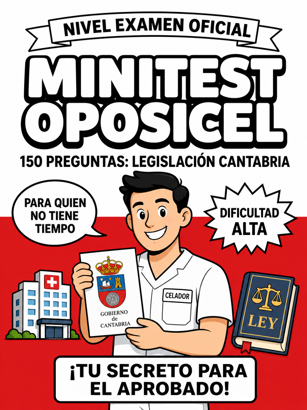 Minitest Oposicel 150 Preguntas:  Legislación Cantabria Básica Oposiciones. Nivel Examen Oficial