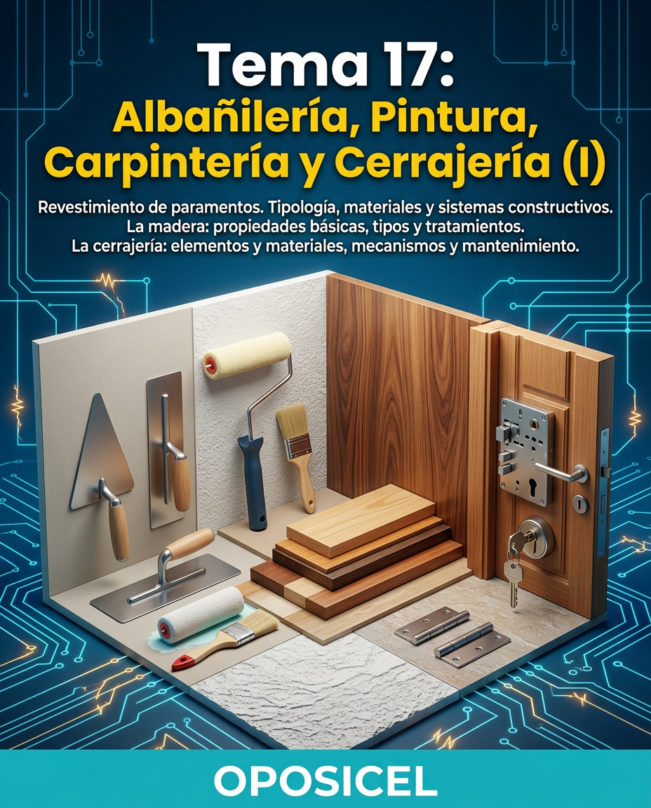 Guía Premium Principado Asturias Tema 17: Albañilería, Pintura, Carpintería y Cerrajeria Básica (II) - Temario Oficial para Cuerpos Auxiliares