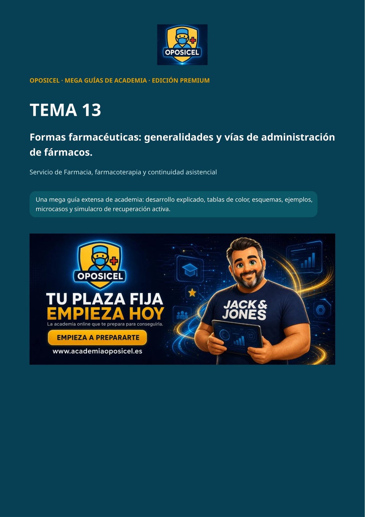 Técnico/a en Farmacia SACYL: Tema 13 — Formas Farmacéuticas