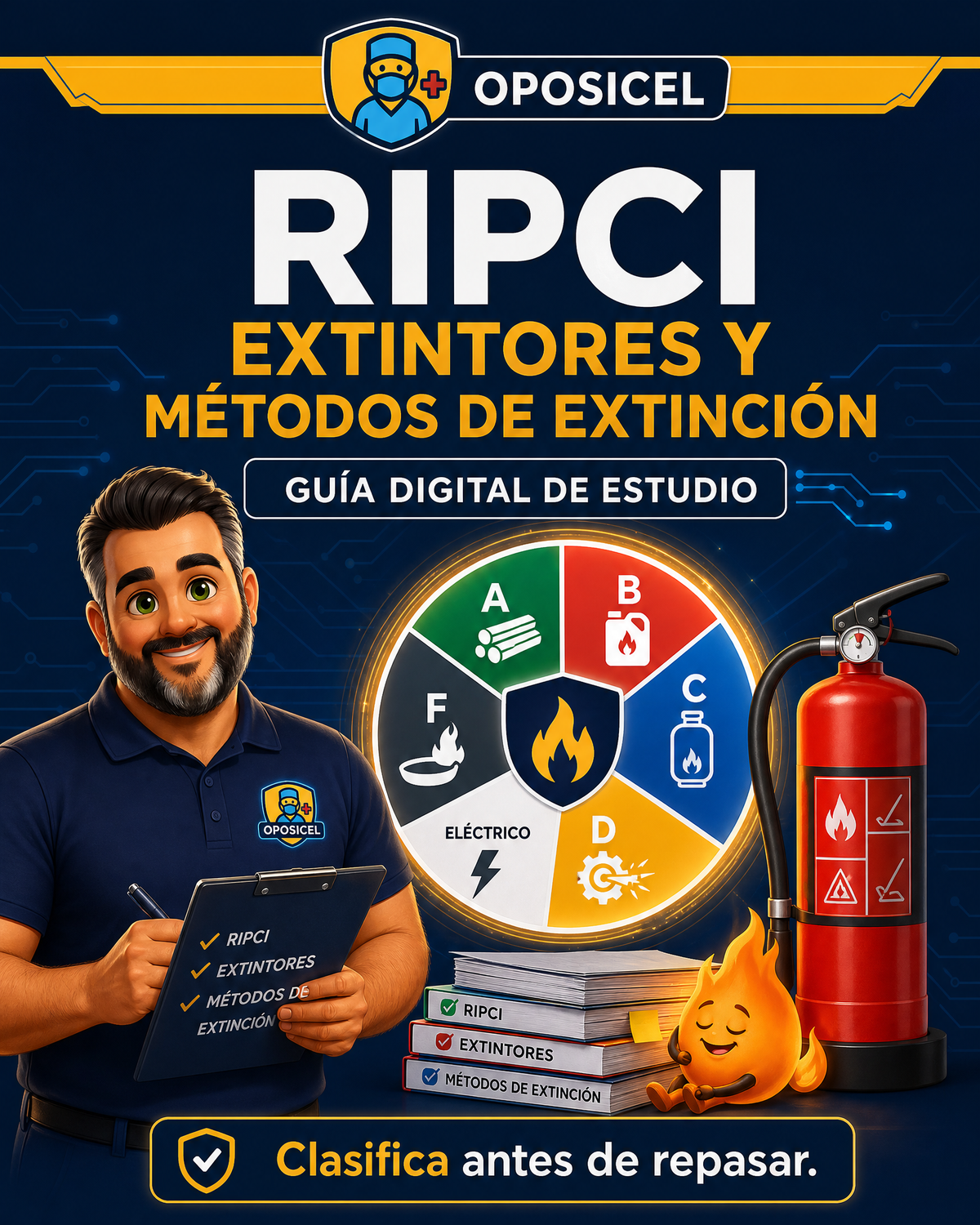 OPOSICEL · RIPCI: Extintores y Métodos de Extinción — Guía de Estudio · Digital PDF