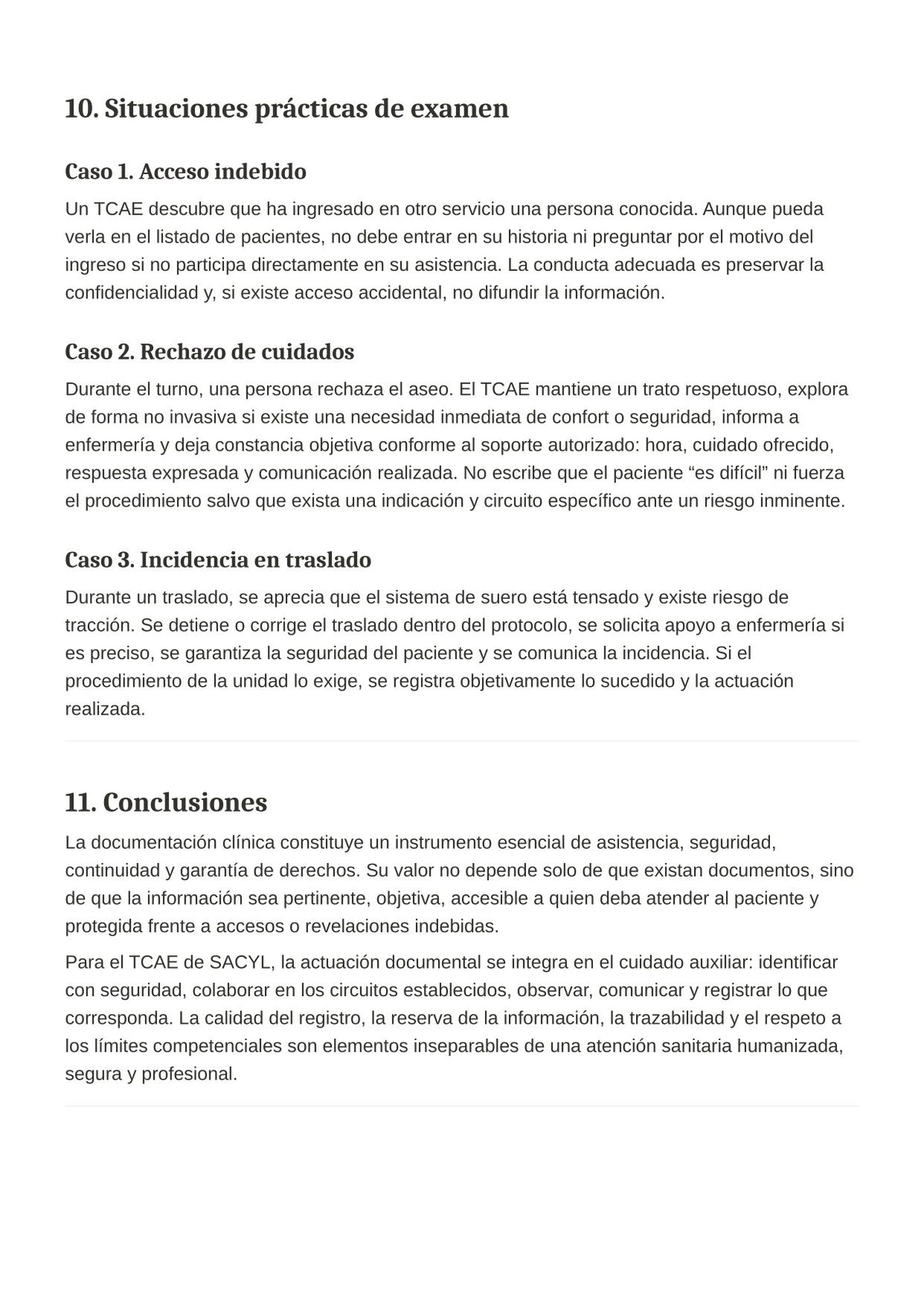 TCAE SACYL: Documentación Clínica y Registros de Enfermería